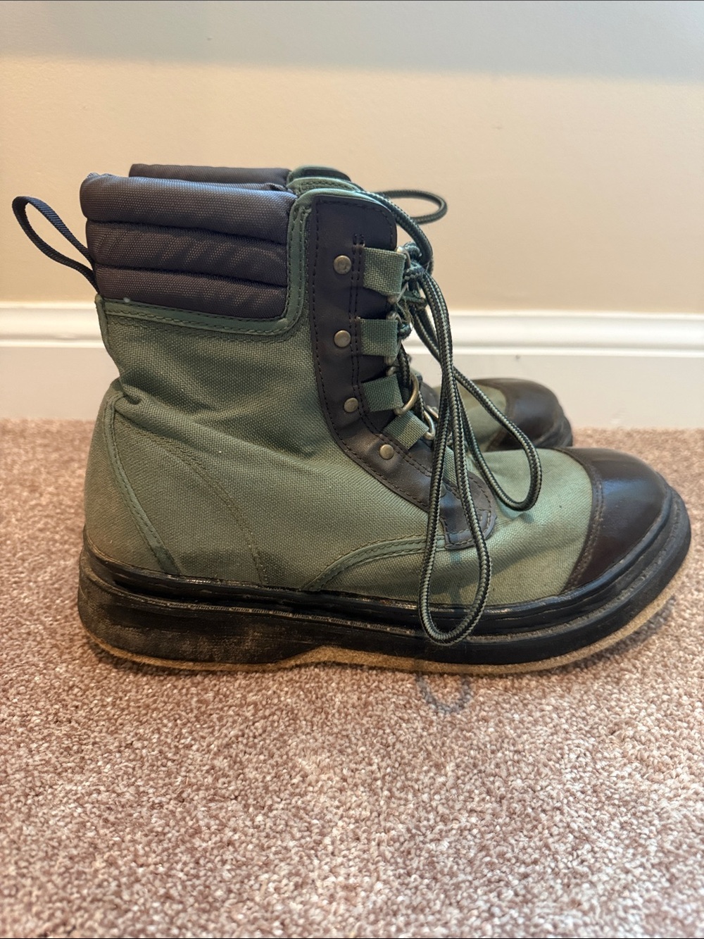 Orvis Green and Black Men's Canvas Lace-Up Boots